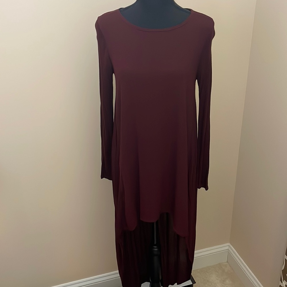 Zara Burgundy High-Low Dress